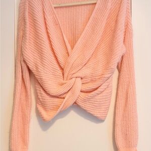 Garance Cozy Pink backless Twist-Knot Sweater